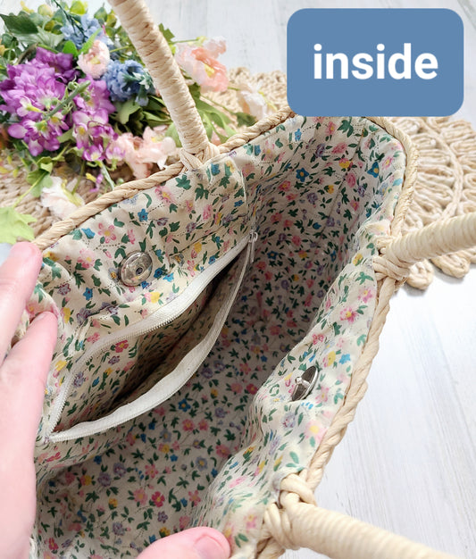 small woven handbag