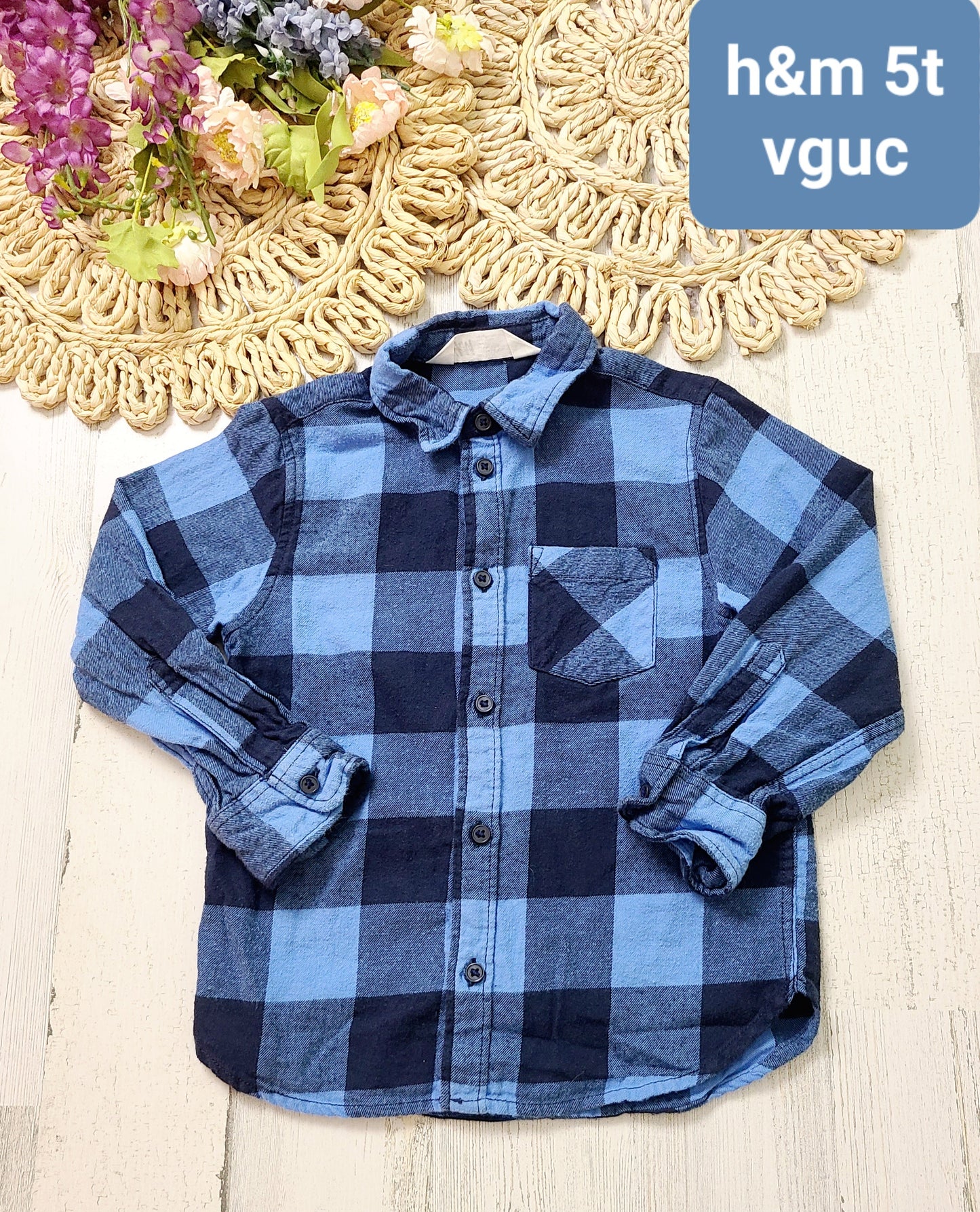 h&m blue plaid