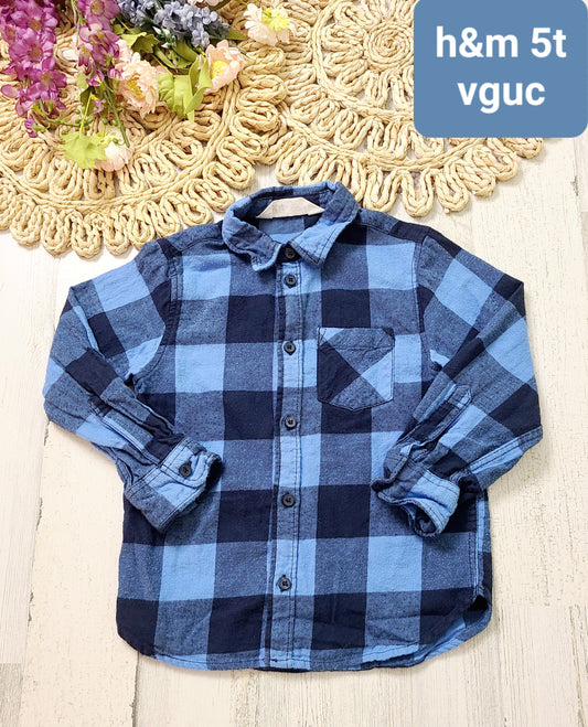 h&m blue plaid
