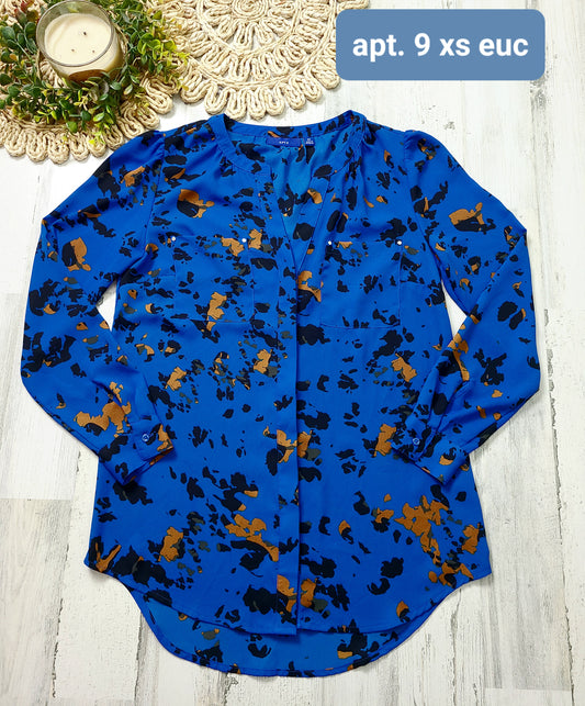 apt 9 leopard blue blouse