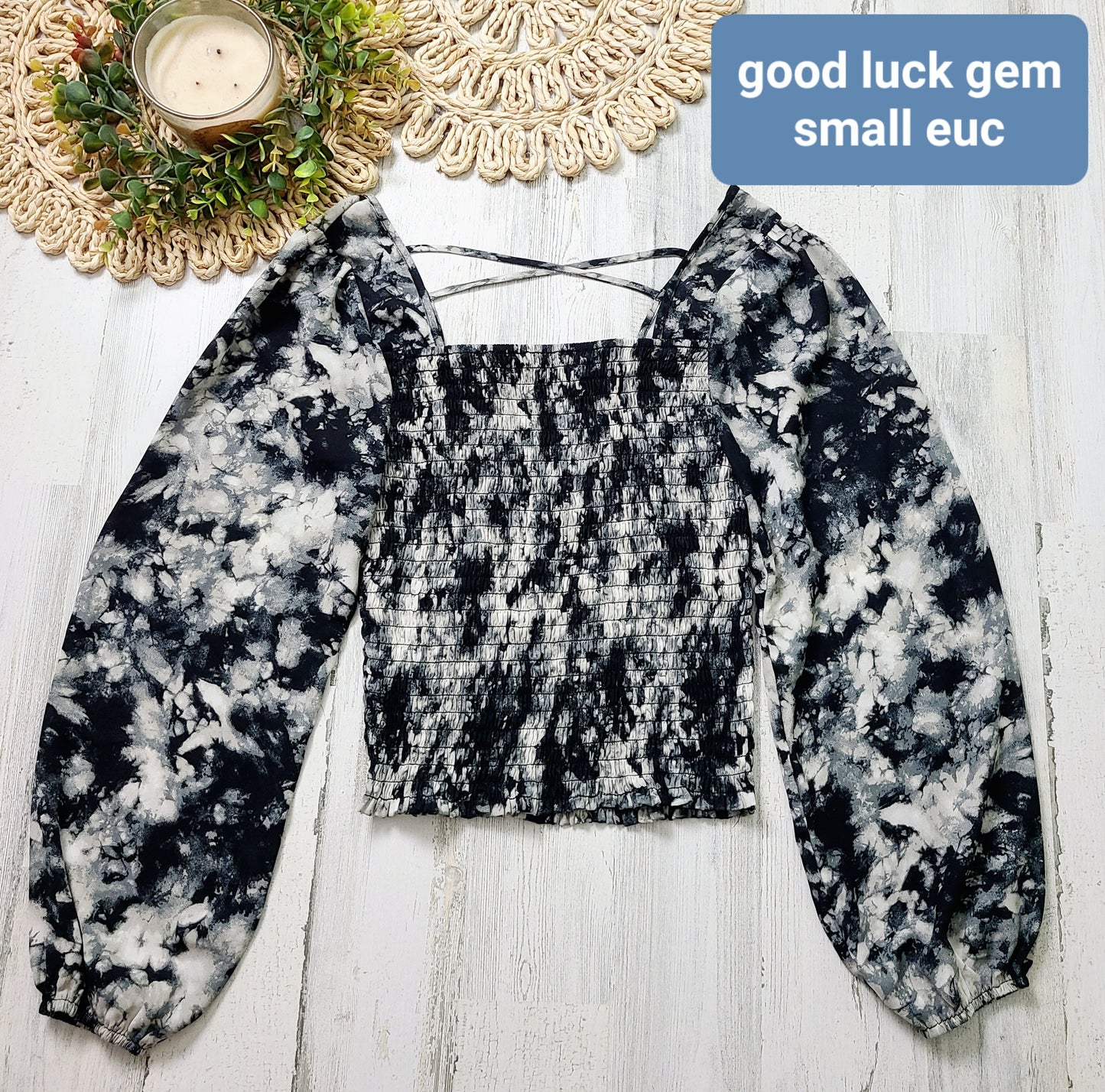 good luck gem smocked top