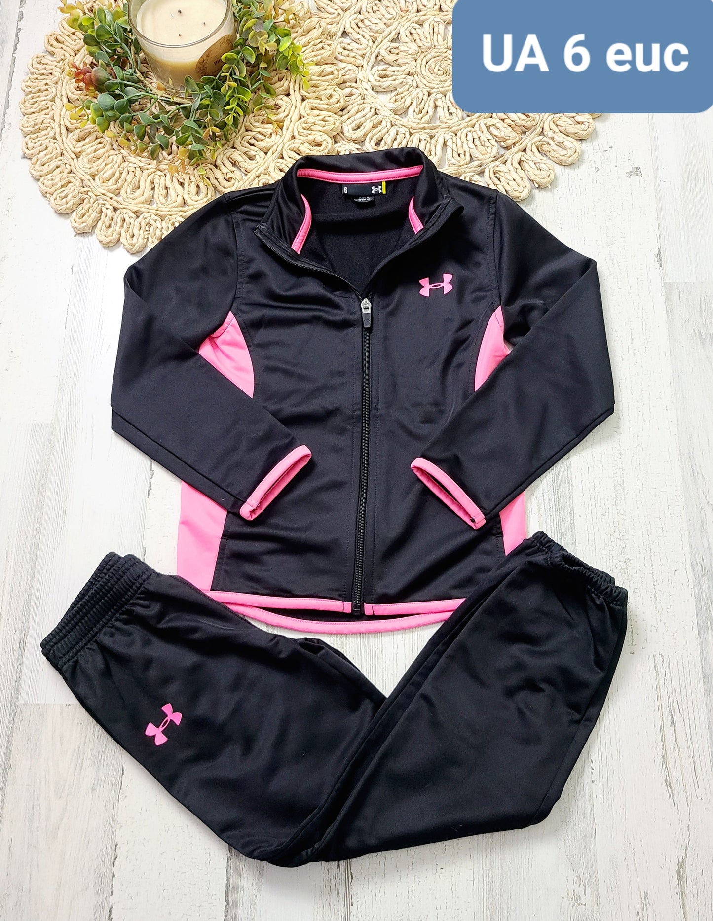 under armour pink black set