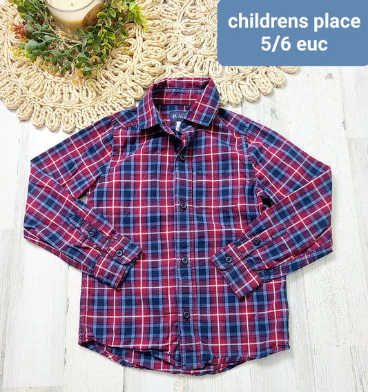 childrens place red navy plaid