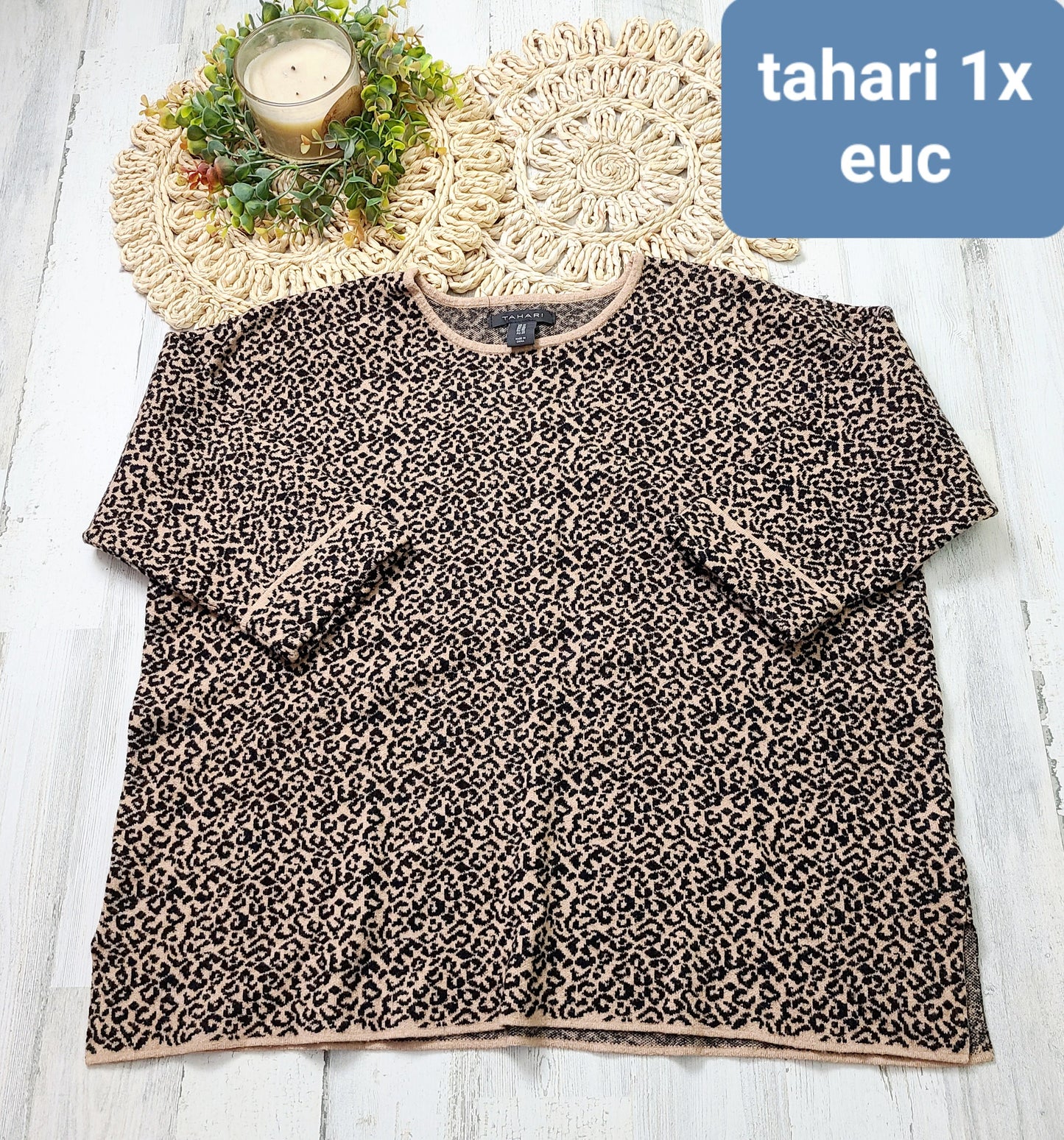 tahari leopard sweater