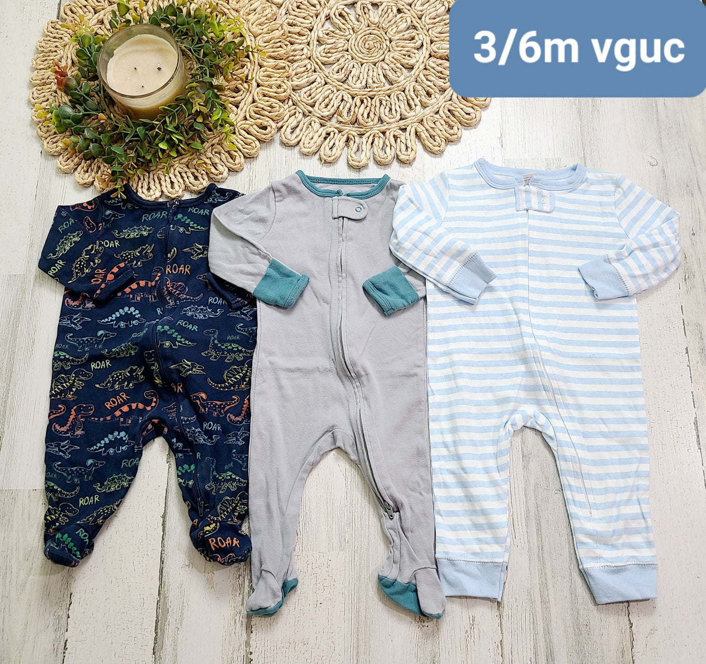 dino gray blue striped