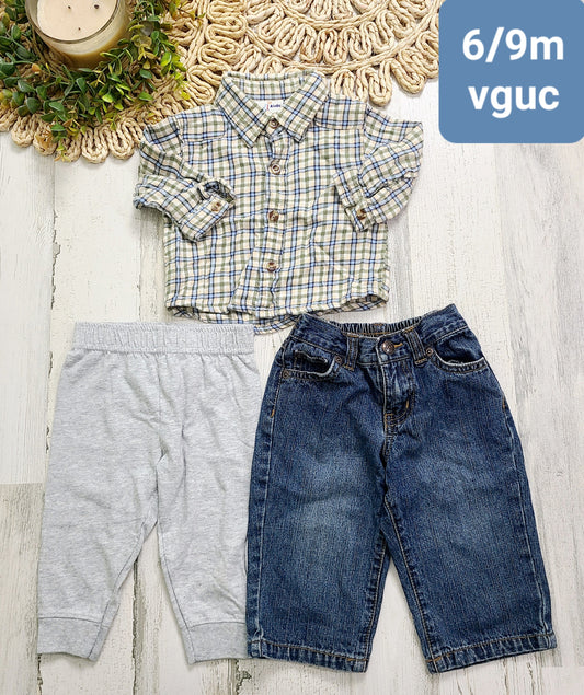 plaid sweats and jeans