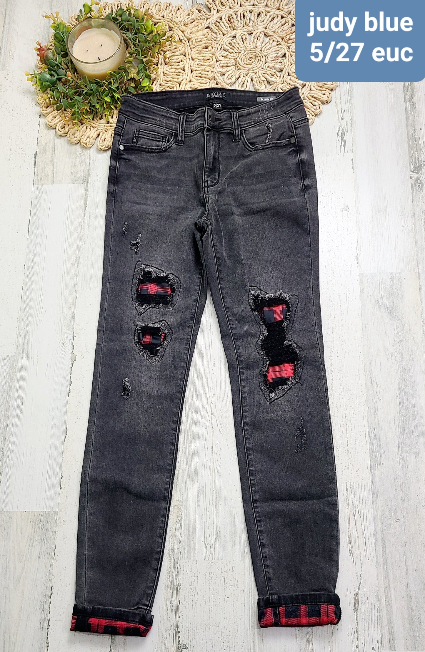 judy blue plaid distressed