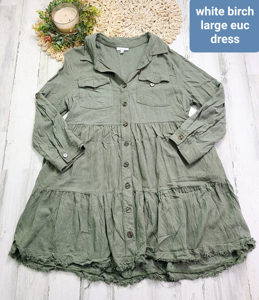 white birch green dress