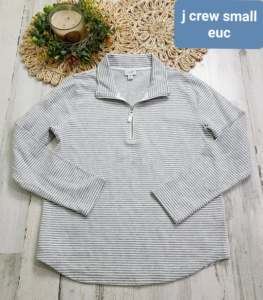 jcrew gray striped quarter zip