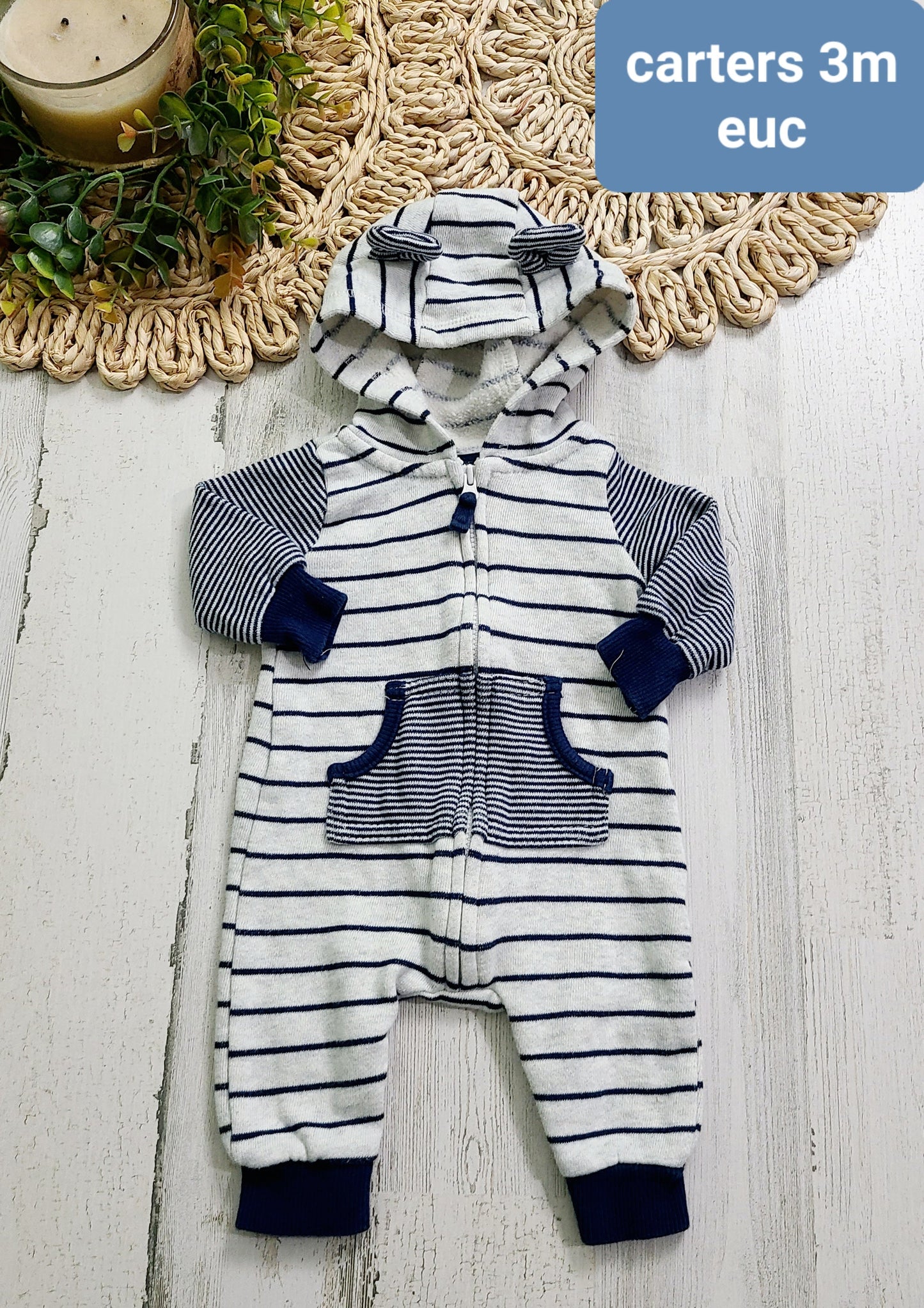 carters striped hood ears