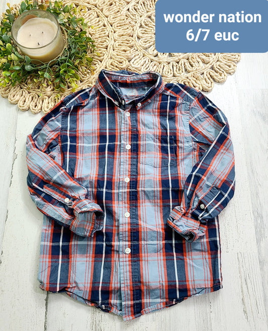 wonder nation boys blue orange plaid