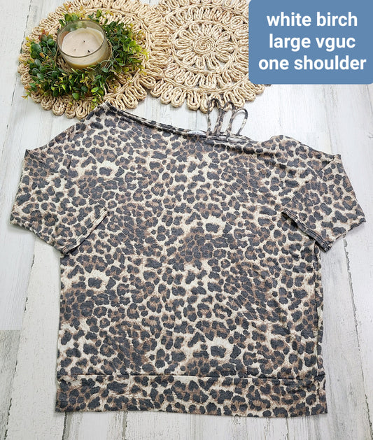 white birch one shoulder leopard