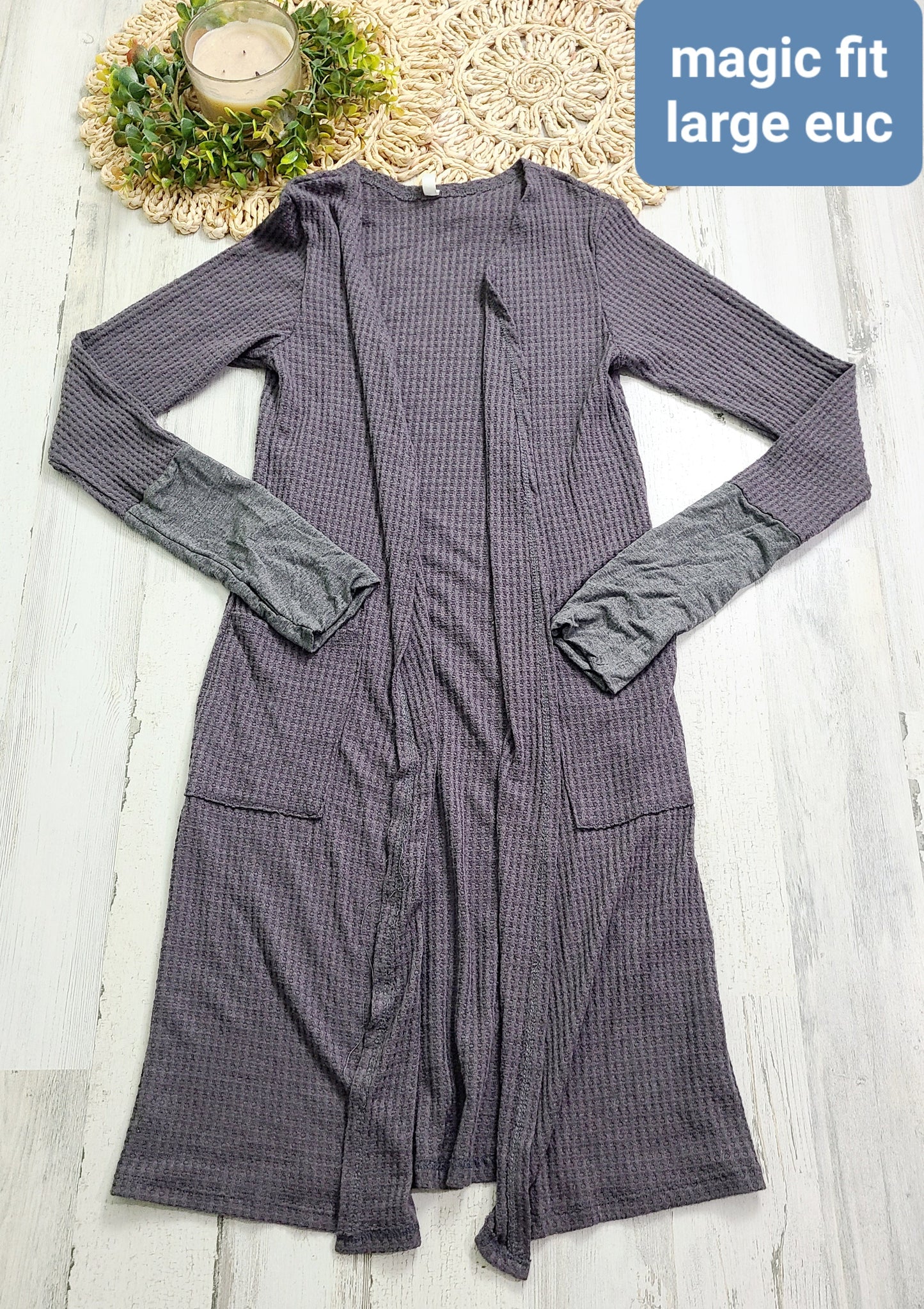 magic fit waffleknit long cardigan
