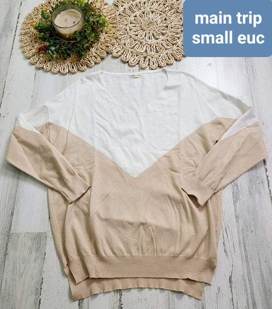 main strip ivory and tan sweater