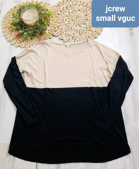 jcrew tan and black top