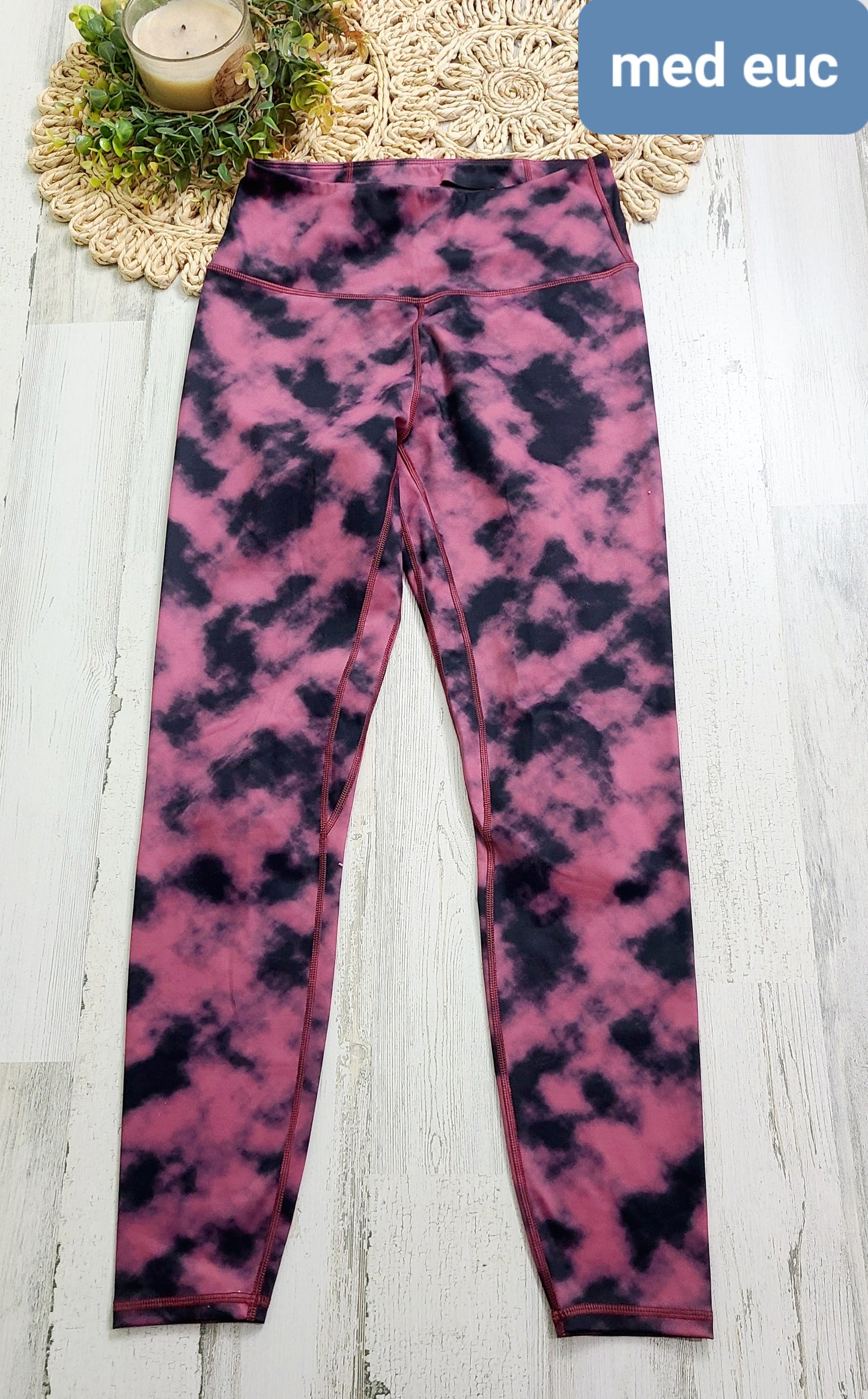 pink black tie dye leggings