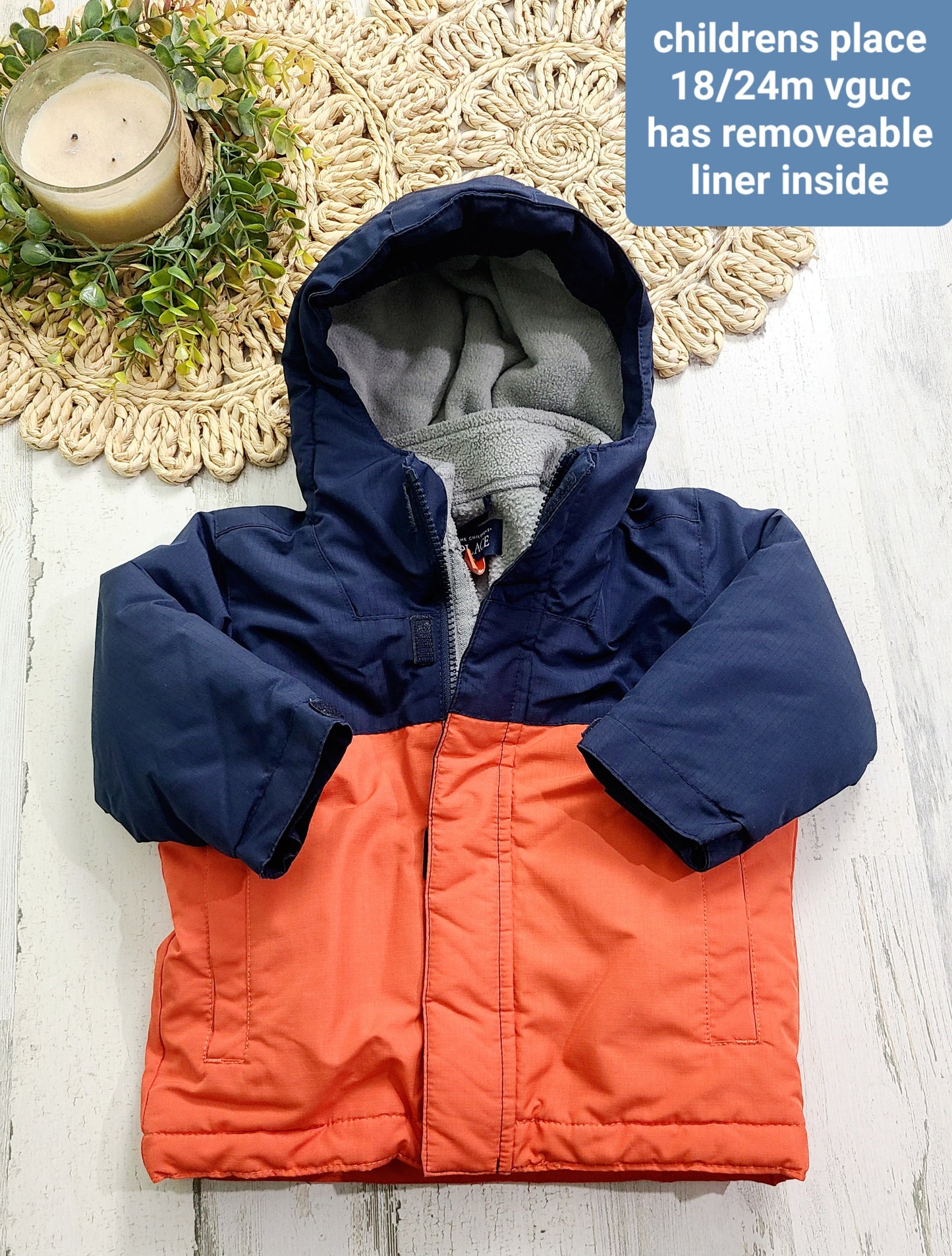 childrens place orange and navy coat