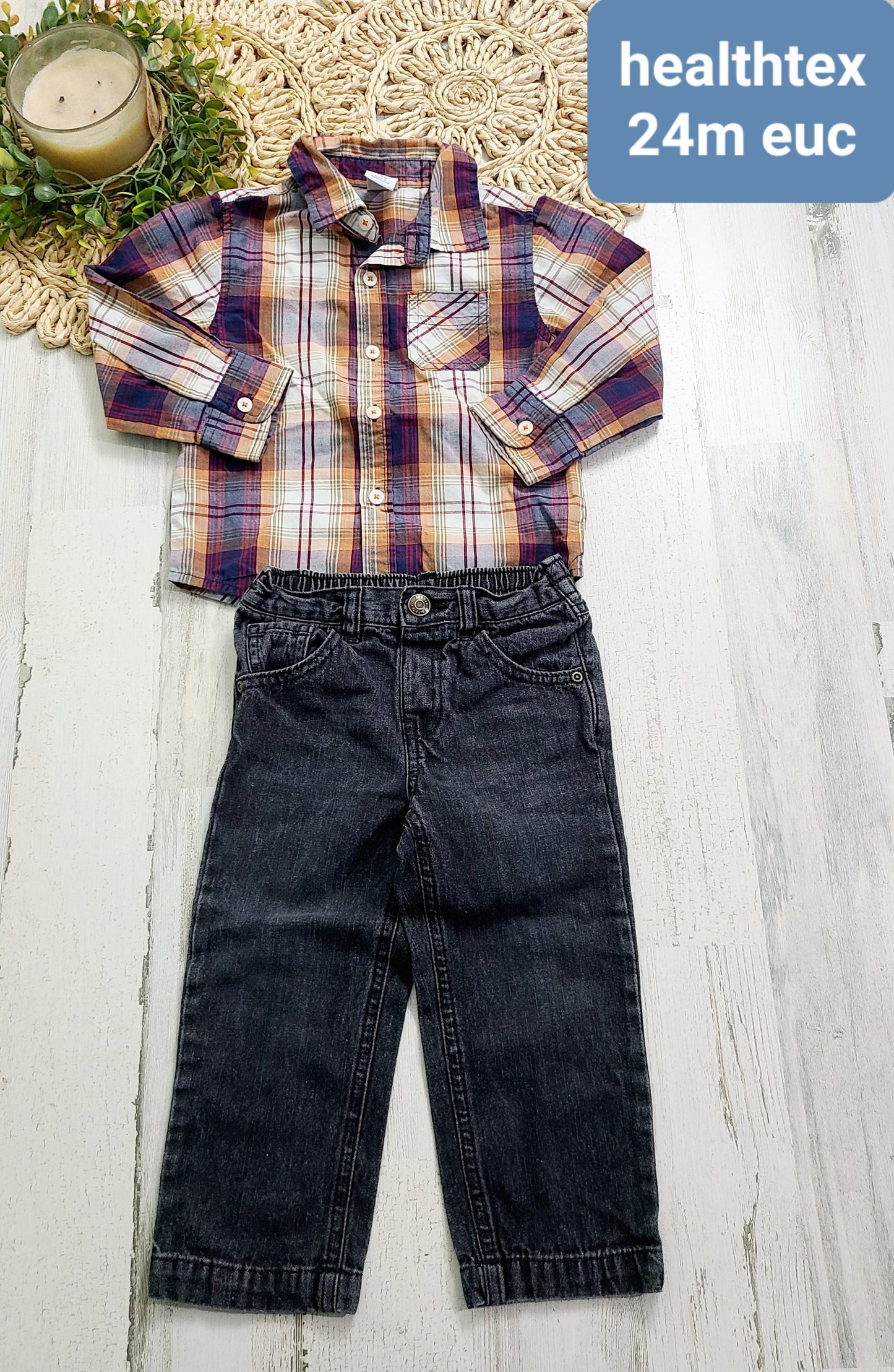 healthtex plaid and jeans