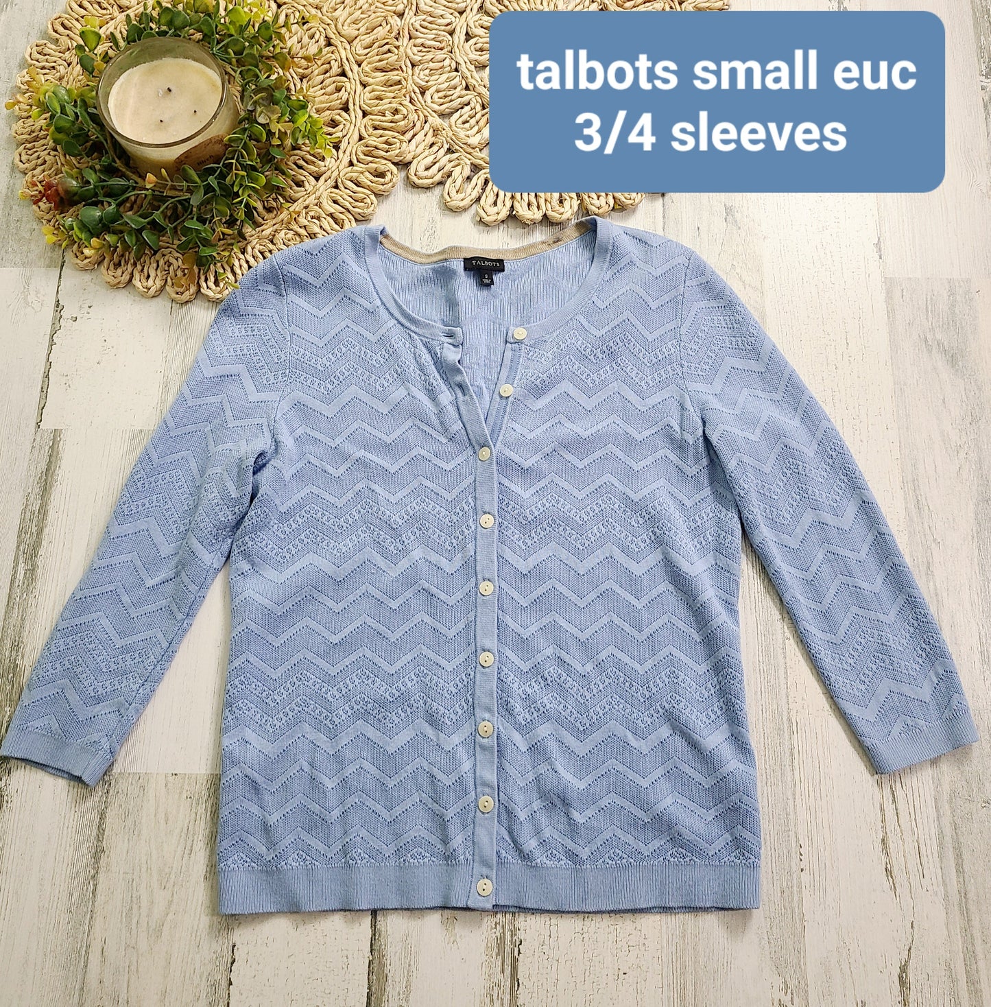 talbots baby blue knit top