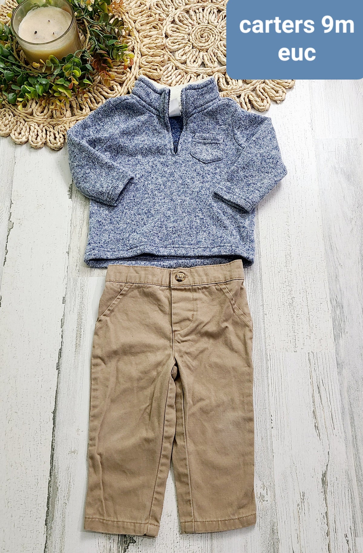 carters blue pullover and khakis