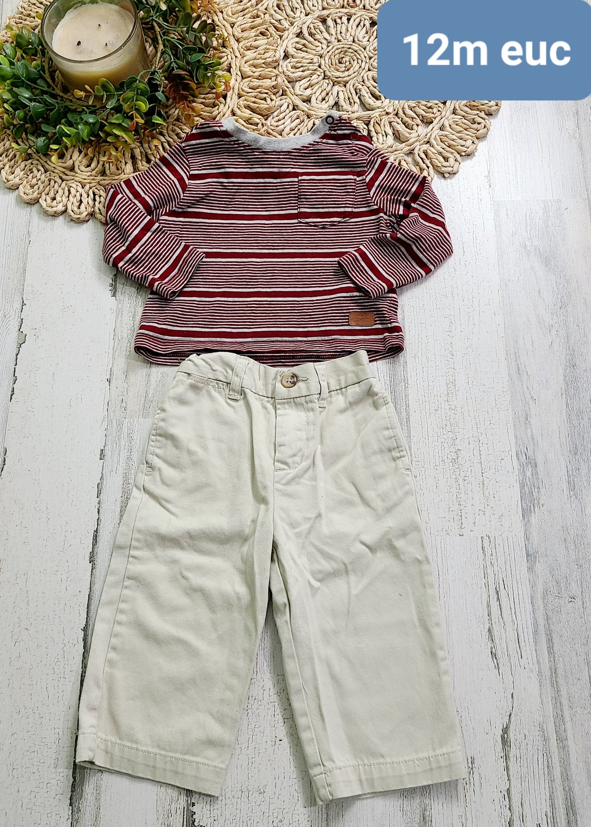 burgundy stripe and khaki