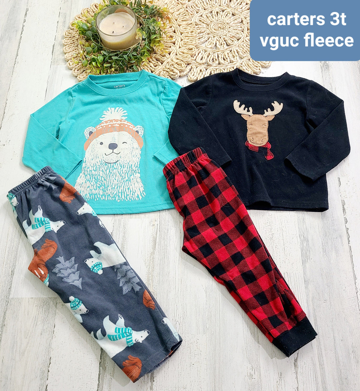 carters fleece polar bear and moose