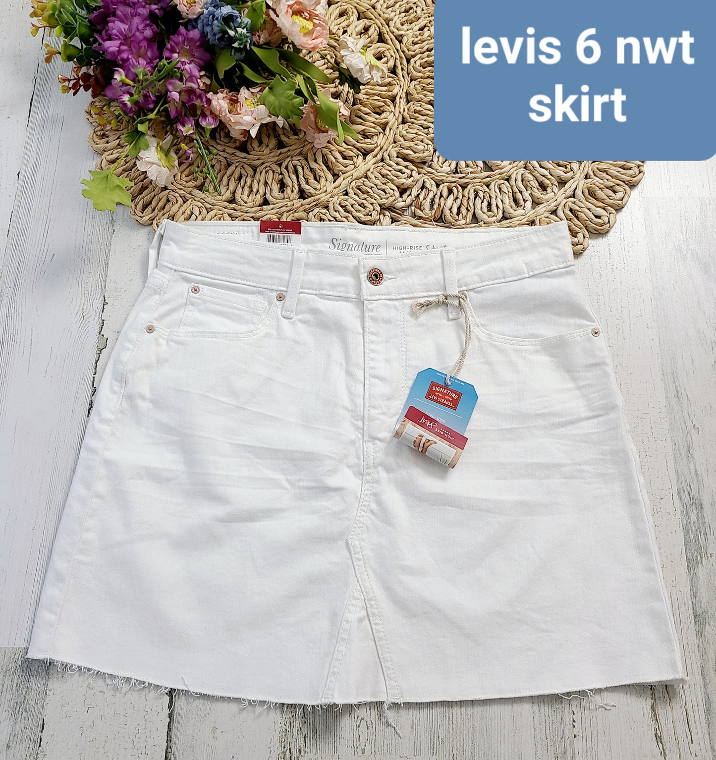 new levis white jean skirt
