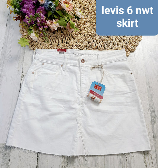 new levis white jean skirt