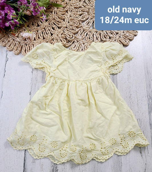 old navy yellow eyelet dress