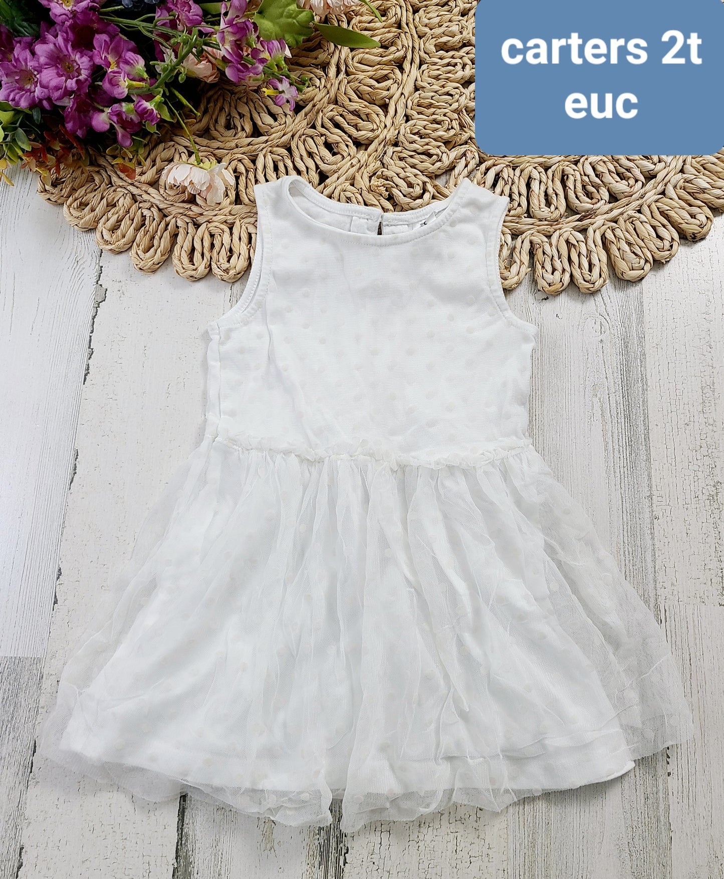 carters 2t white dress dots