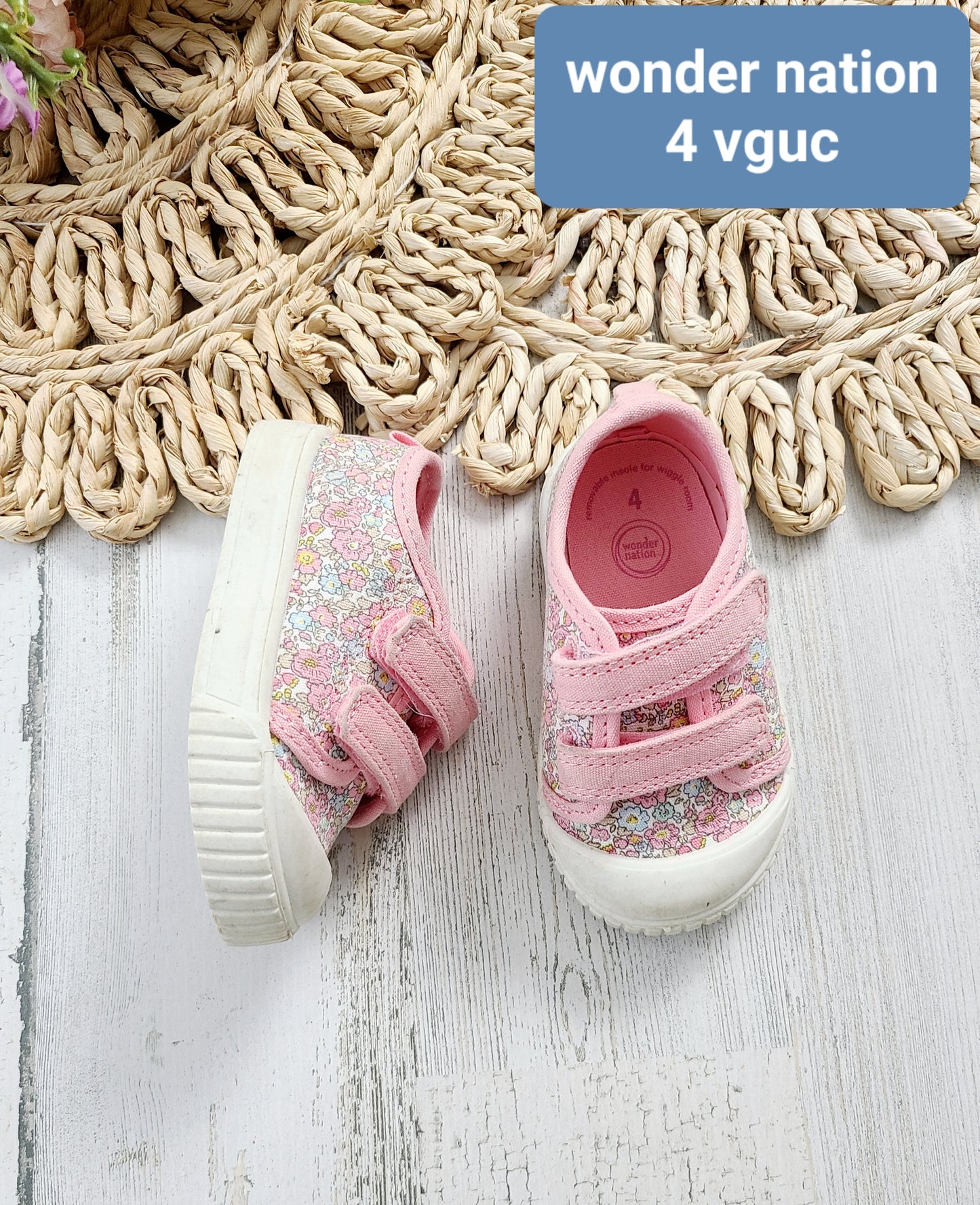 wonder nation 4c pink velcro sneakers