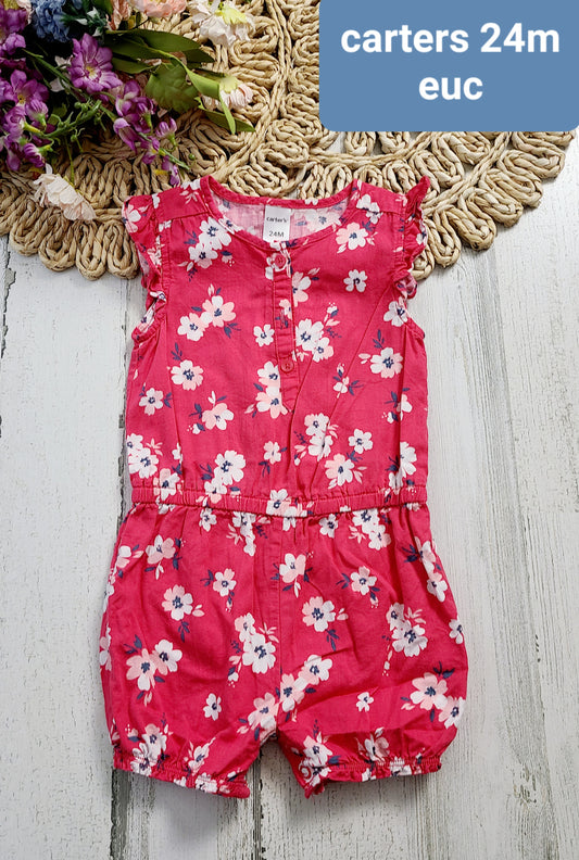 carters romper pink floral