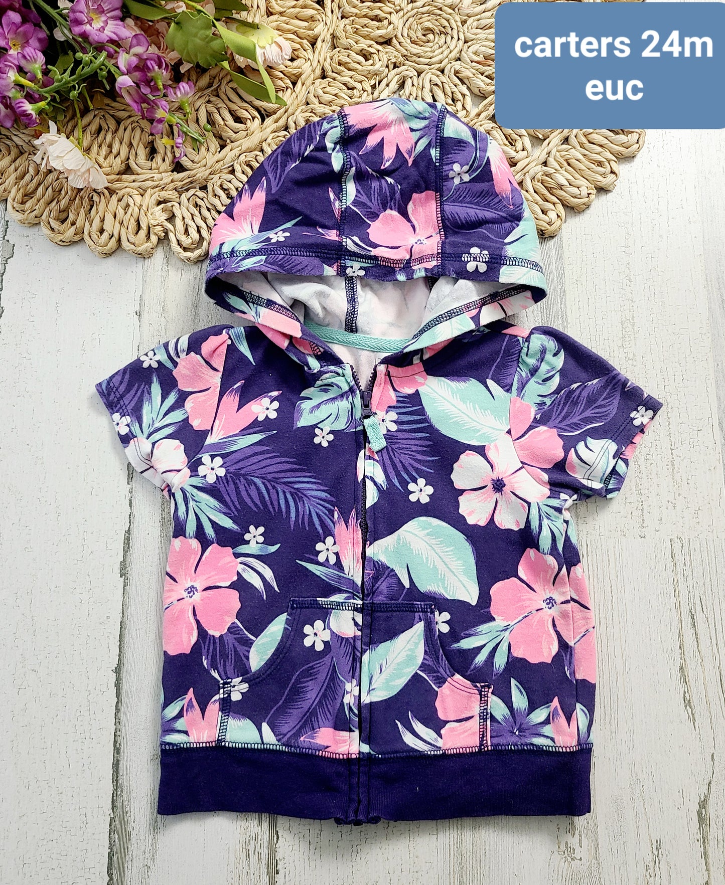carters zip hoodie floral