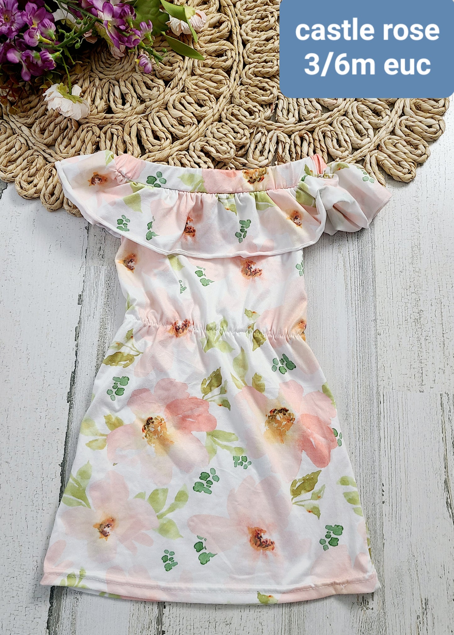 castle rose floral off shoulder dress