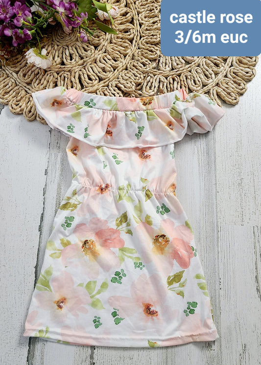 castle rose floral off shoulder dress