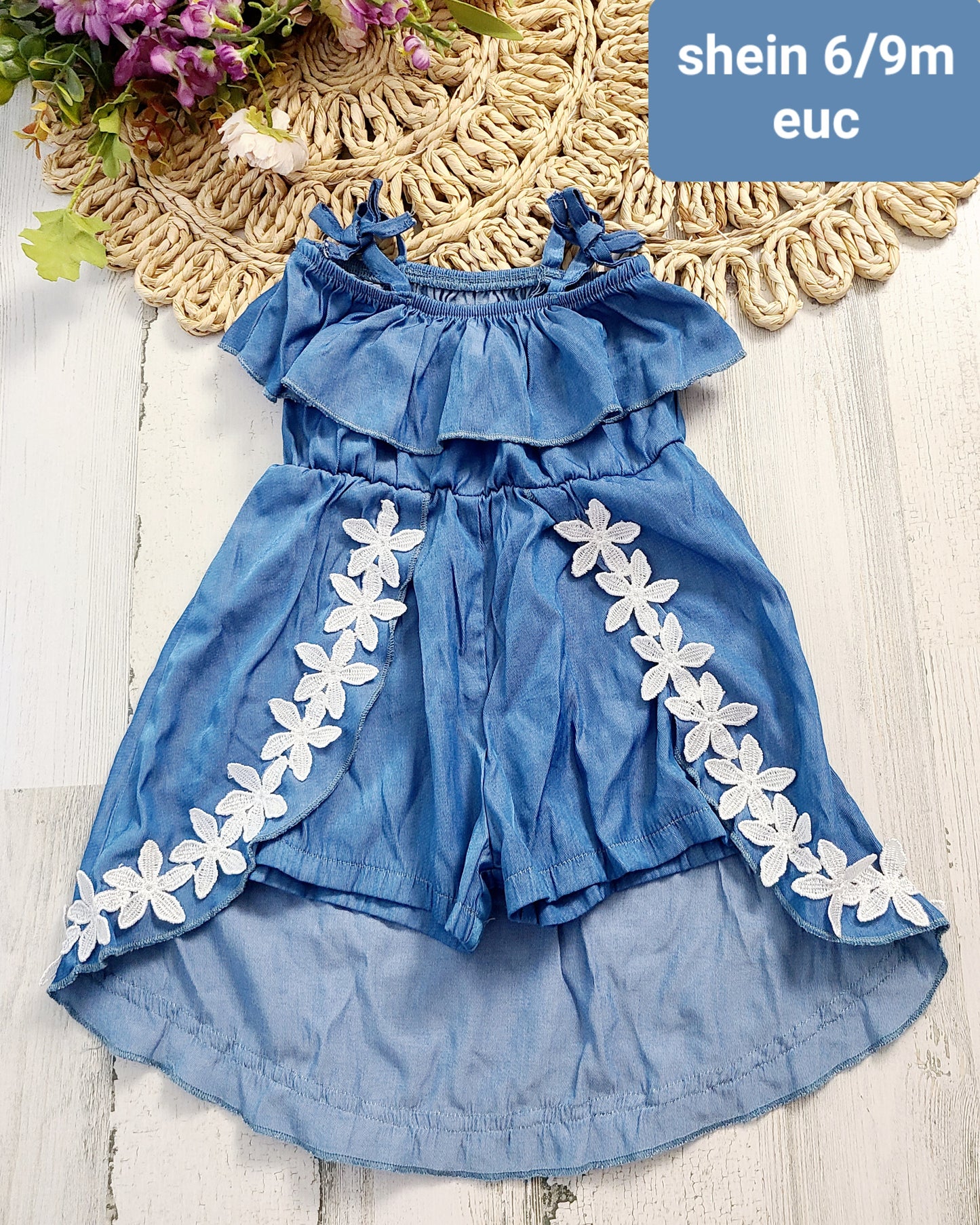 shein chambray romper 6/9m