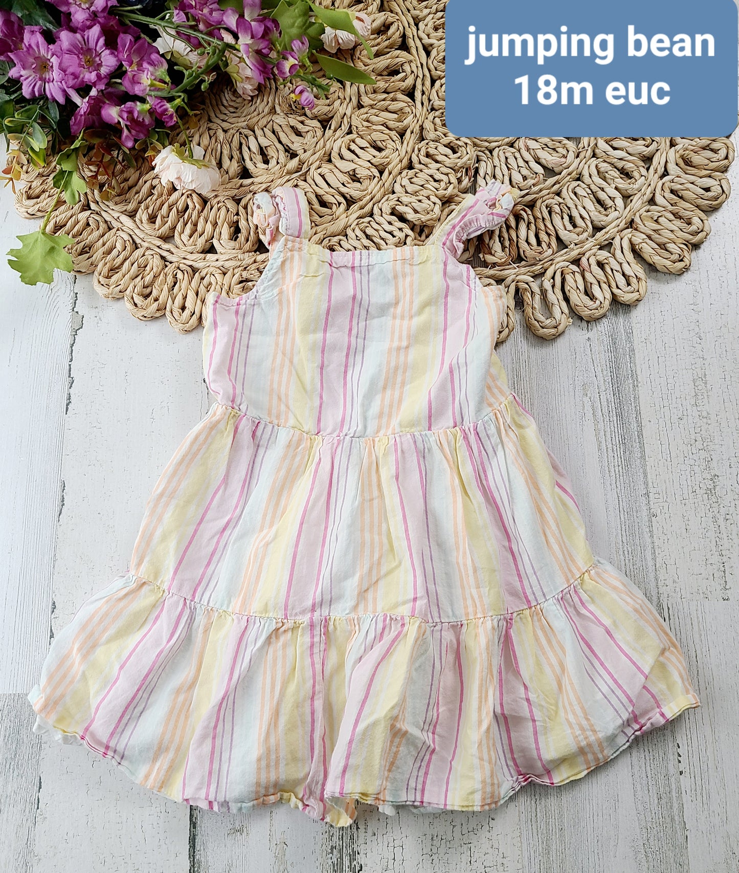 jumping bean pink yellow striped dress