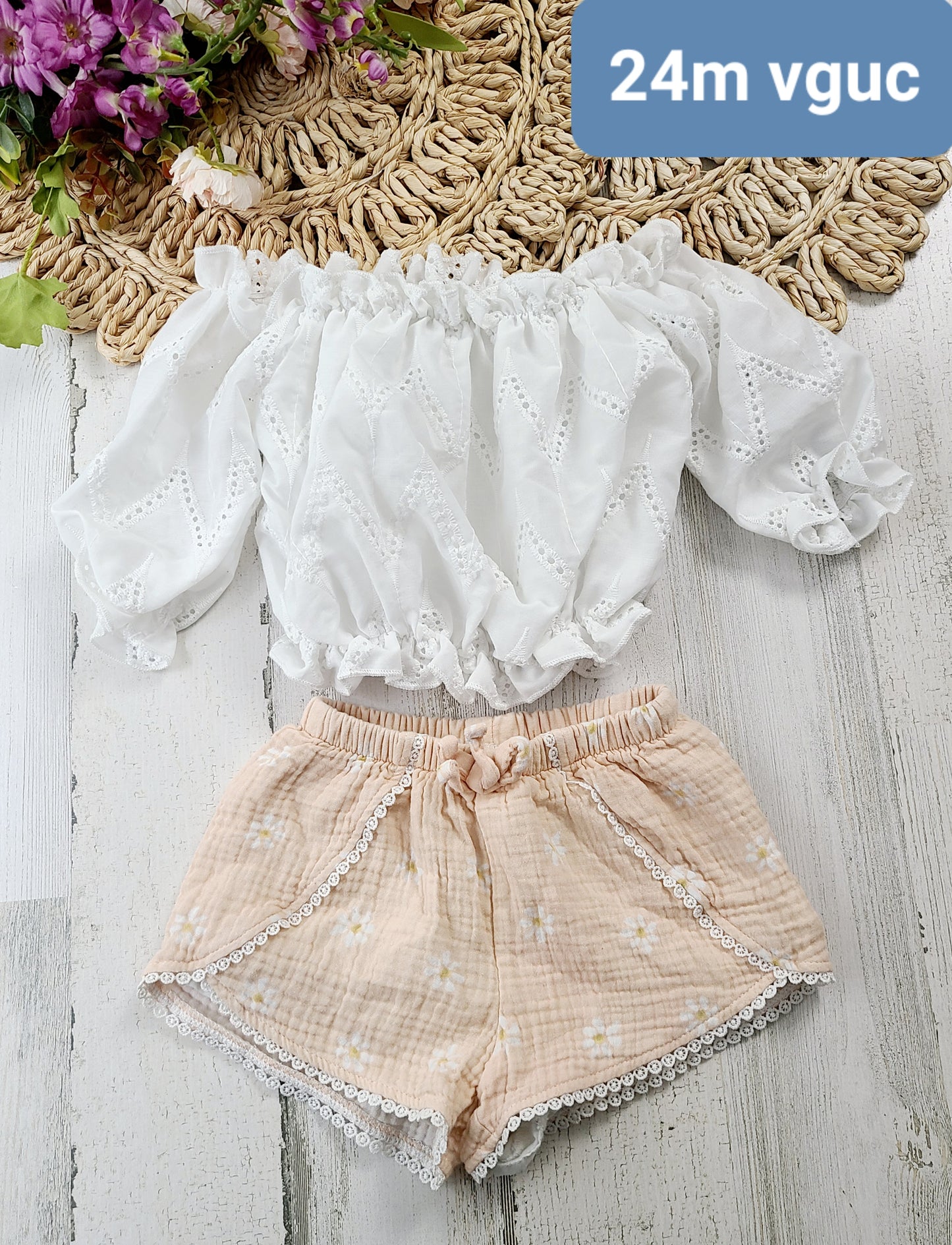 white top gauze shorts