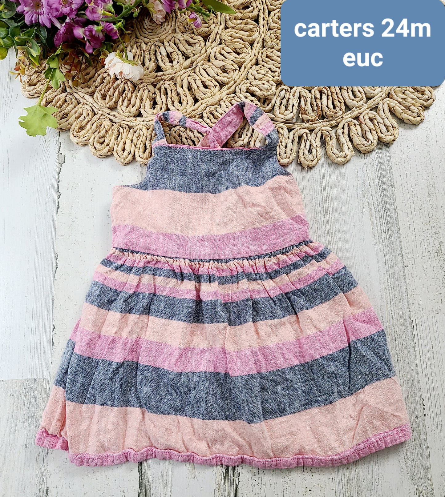 carters pink and blue stripe dress