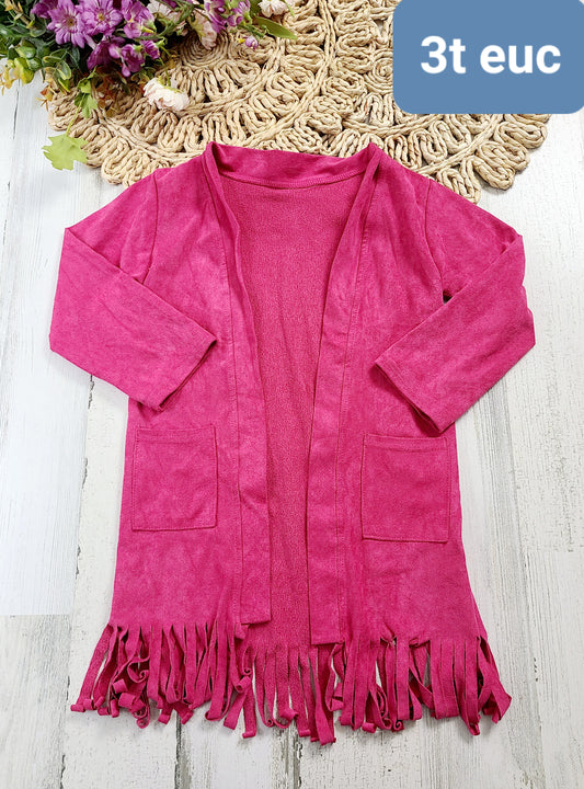 3t pink suede cardigan
