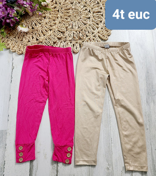 pink buttons and gold sparkle leggings