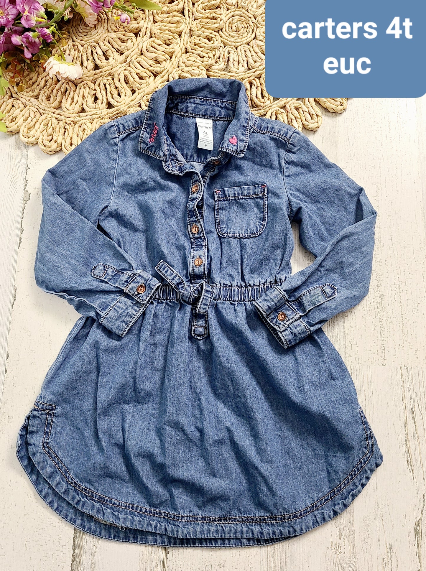 carters long sleeve jean dress
