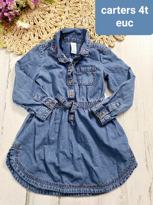 carters long sleeve jean dress