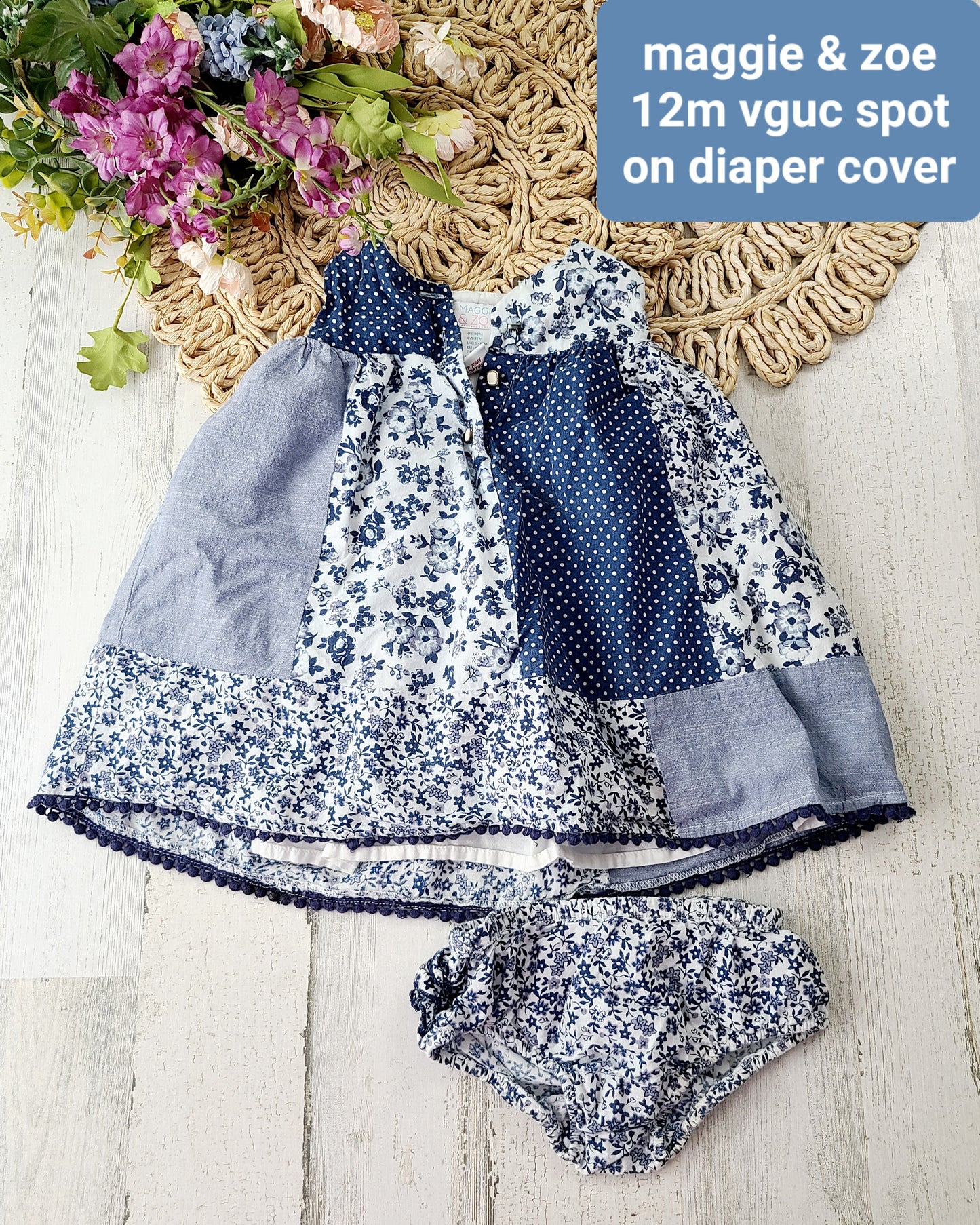 maggie & zoe blue white dress