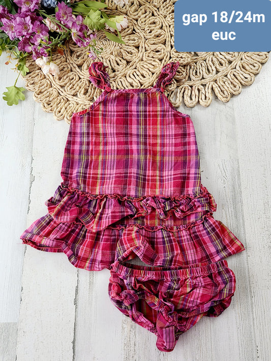 gap plaid dress and bloomers