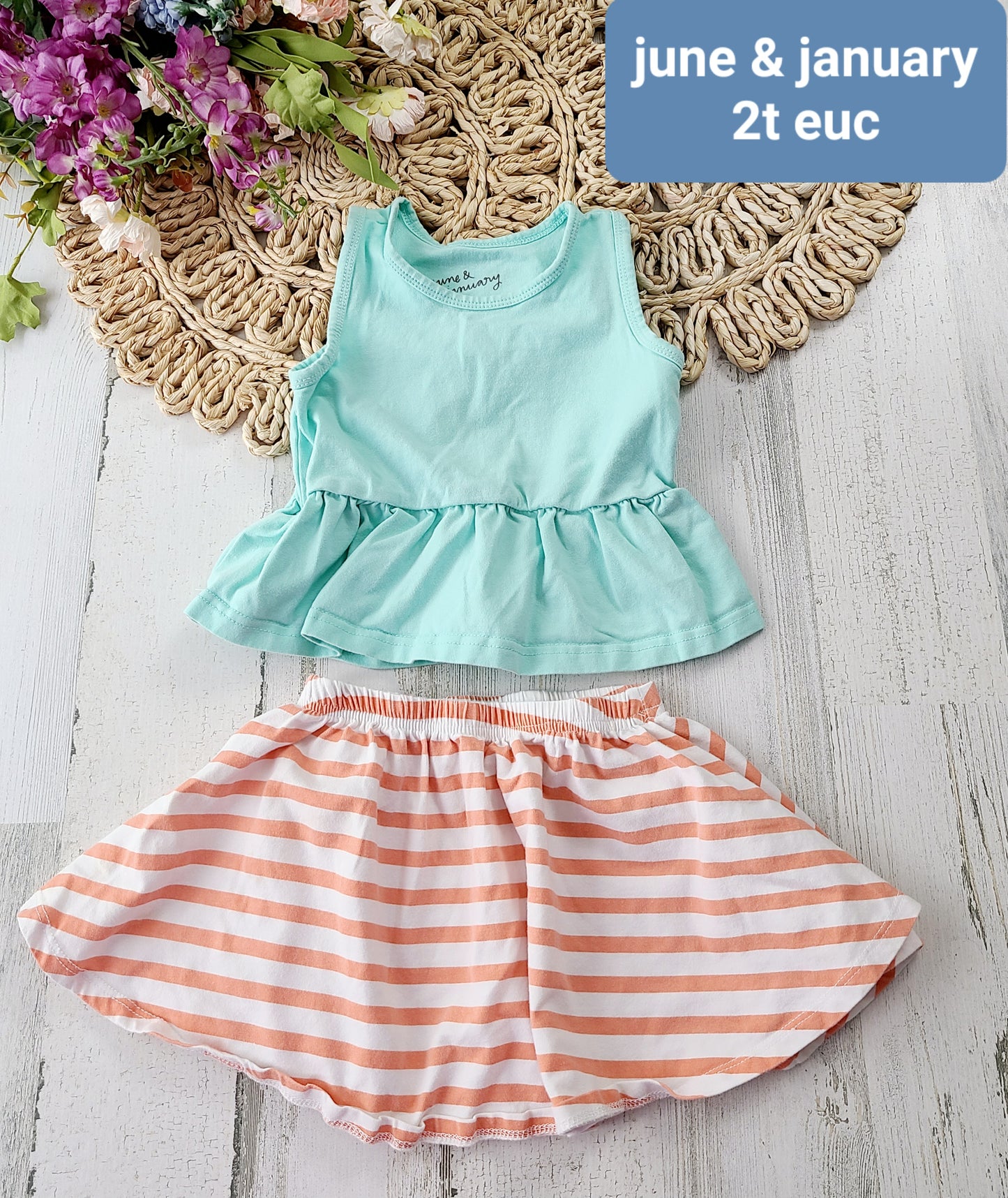 june & january aqua and striped skirt