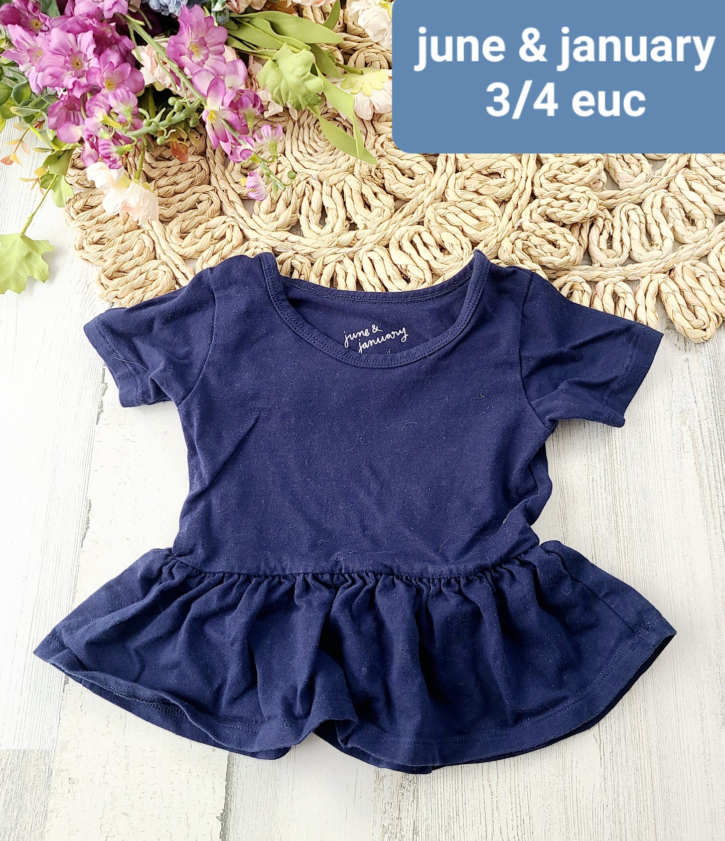 june & january navy peplum top