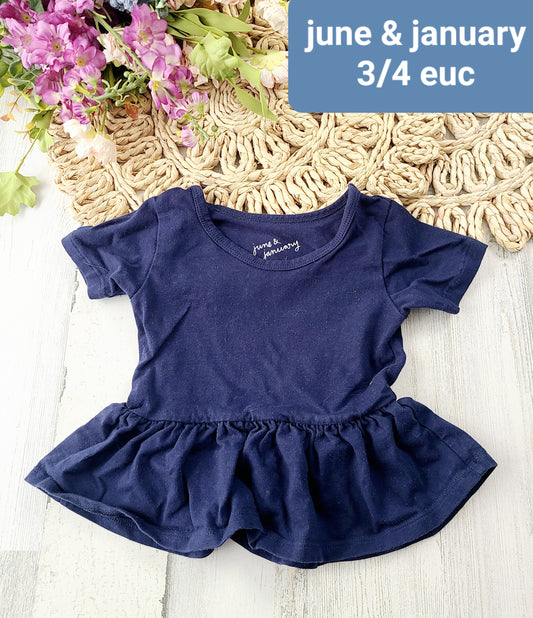 june & january navy peplum top