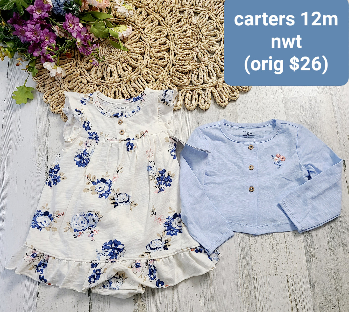 new carters dress and cardigan