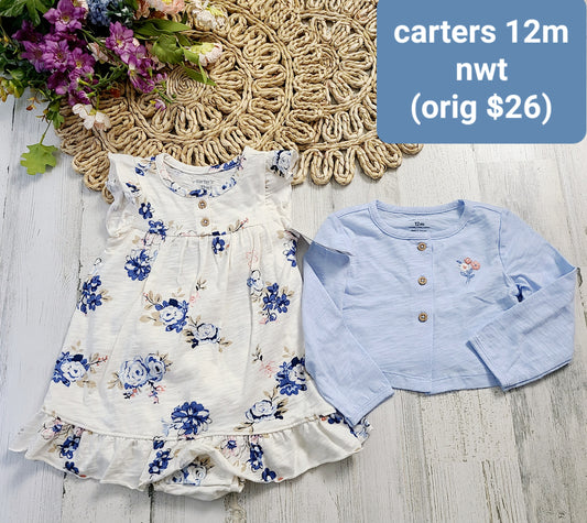 new carters dress and cardigan